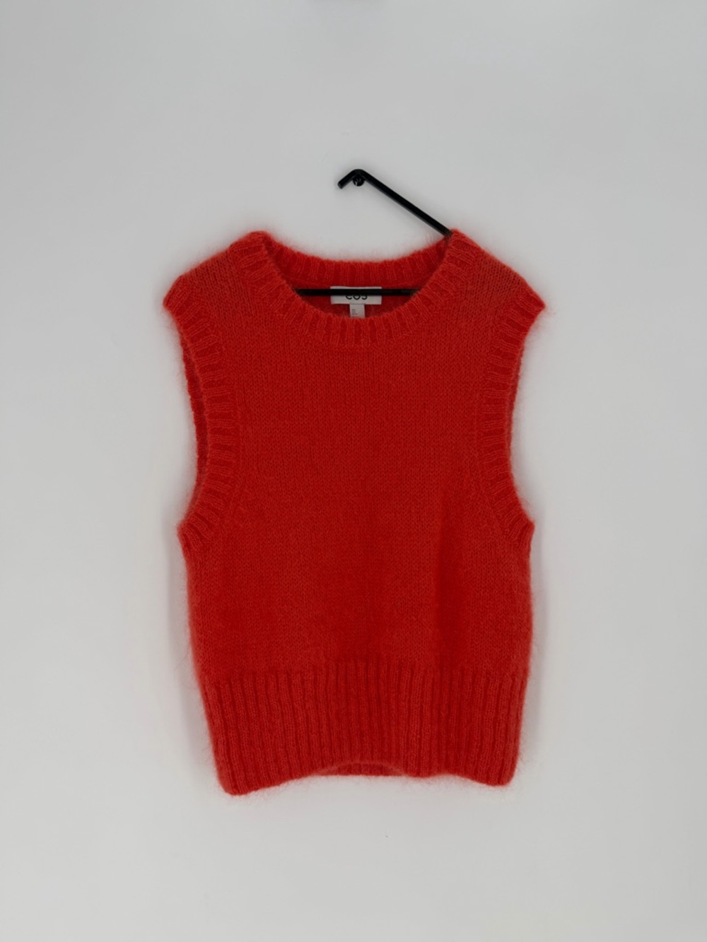 Cos Regular Fit Mohair Wool Blend Knitted Vest In Bright Orange